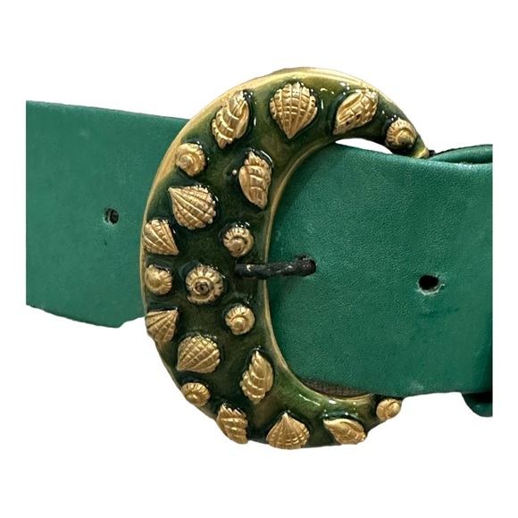 Leatherock green seashell and starfish belt small beach